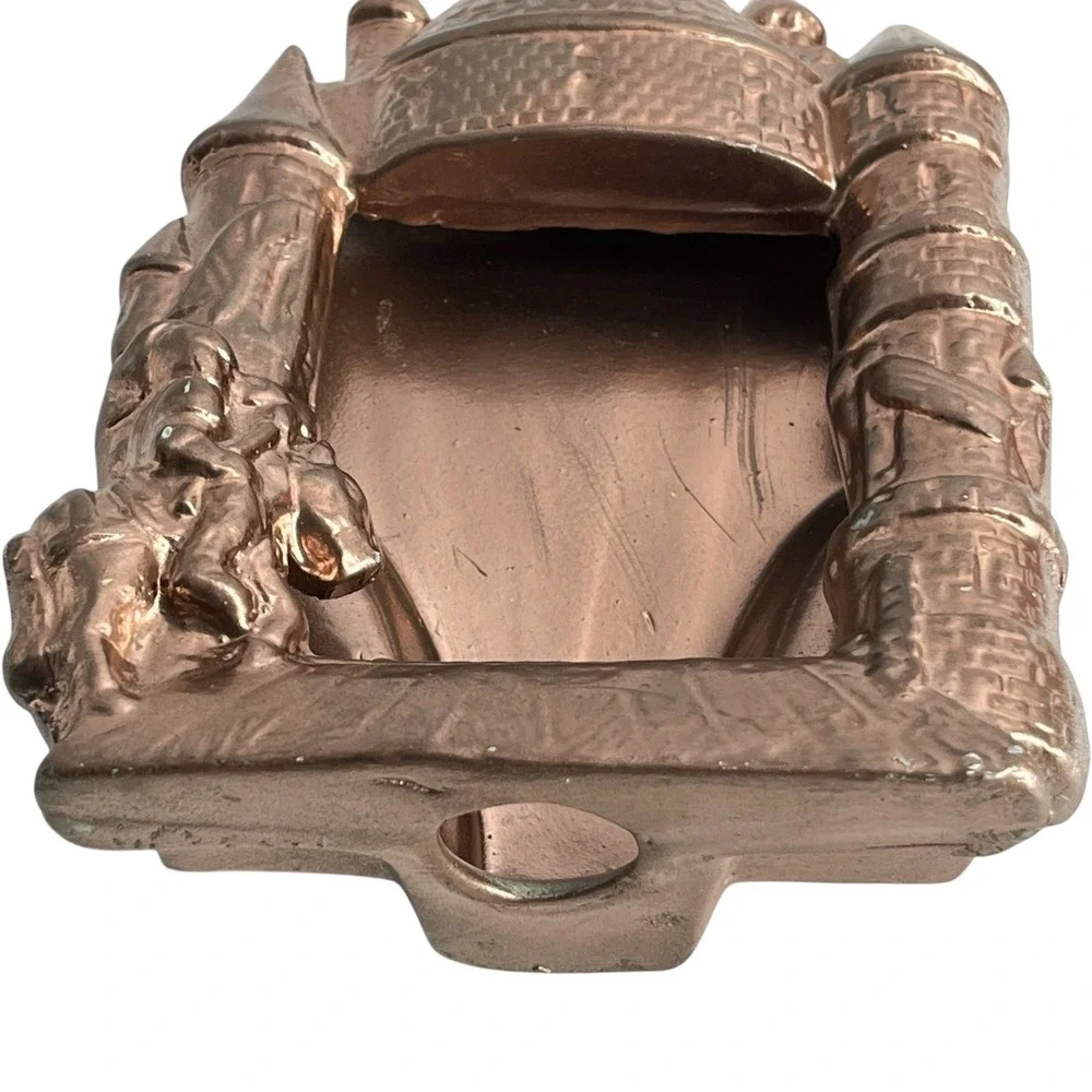 Vintage Copper Tone Ceramic Castle Photo Frame Card Holder Medieval Decor